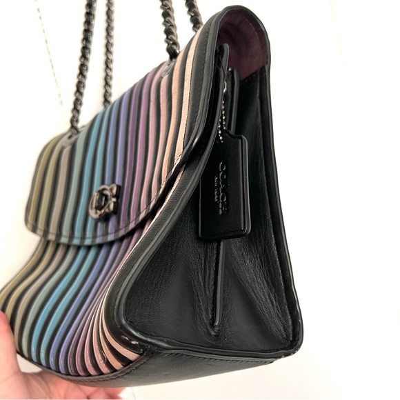 Coach Parker Rainbow Ombre Stripe Quilted Leather Convertible Shoulder Bag 52605 - Picture 3 of 11